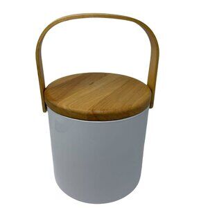 George Briard White Wood Ice Bucket With Handle MCM Minimalist Style